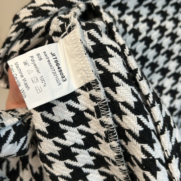 SHEIN Modely Tie Neck Bishop Sleeve Houndstooth 2 In 1 Dress office medium - Picture 8 of 8